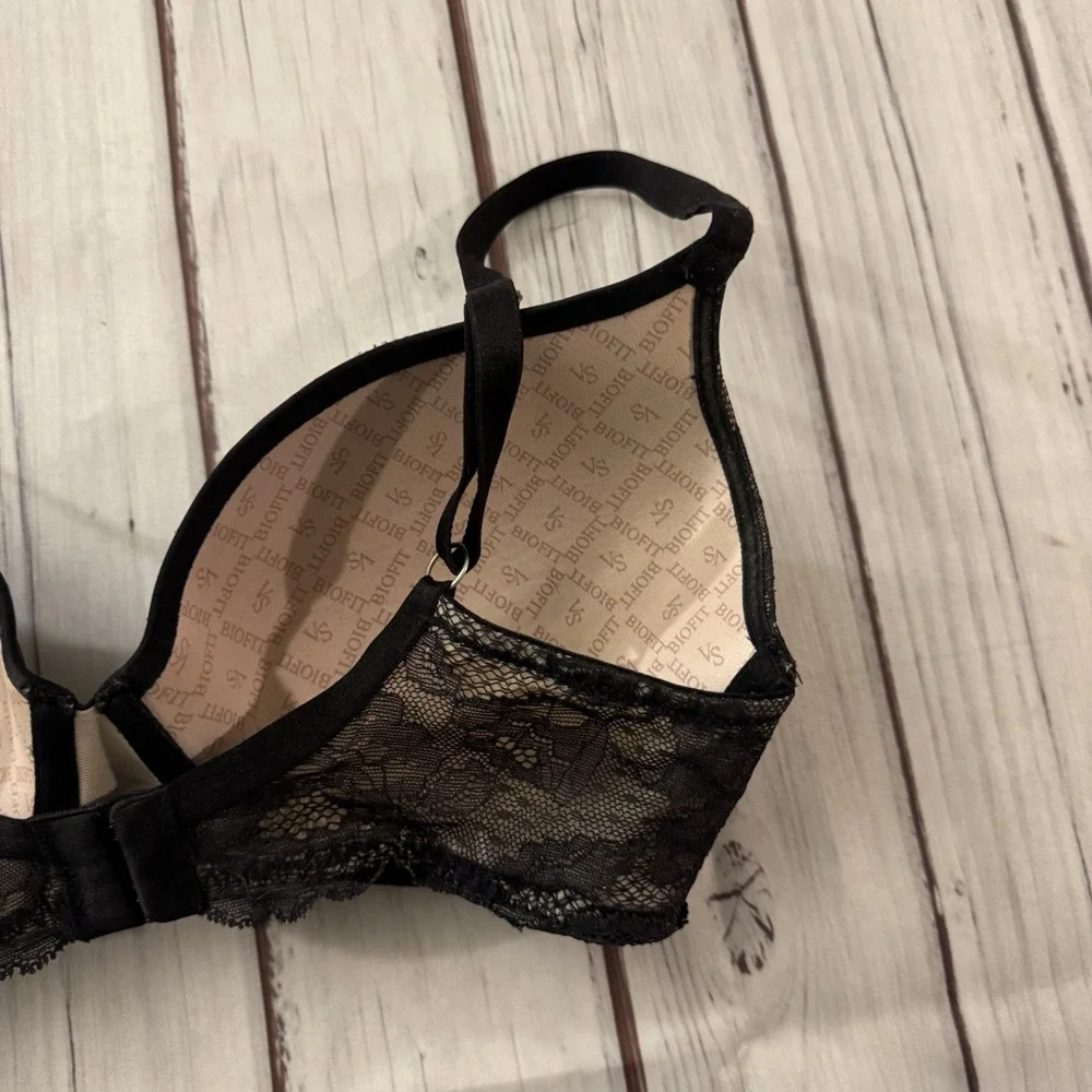 Victoria's Secret Biofit Demi Uplift‎ Bra 32DD Black Embellished Women's Sexy